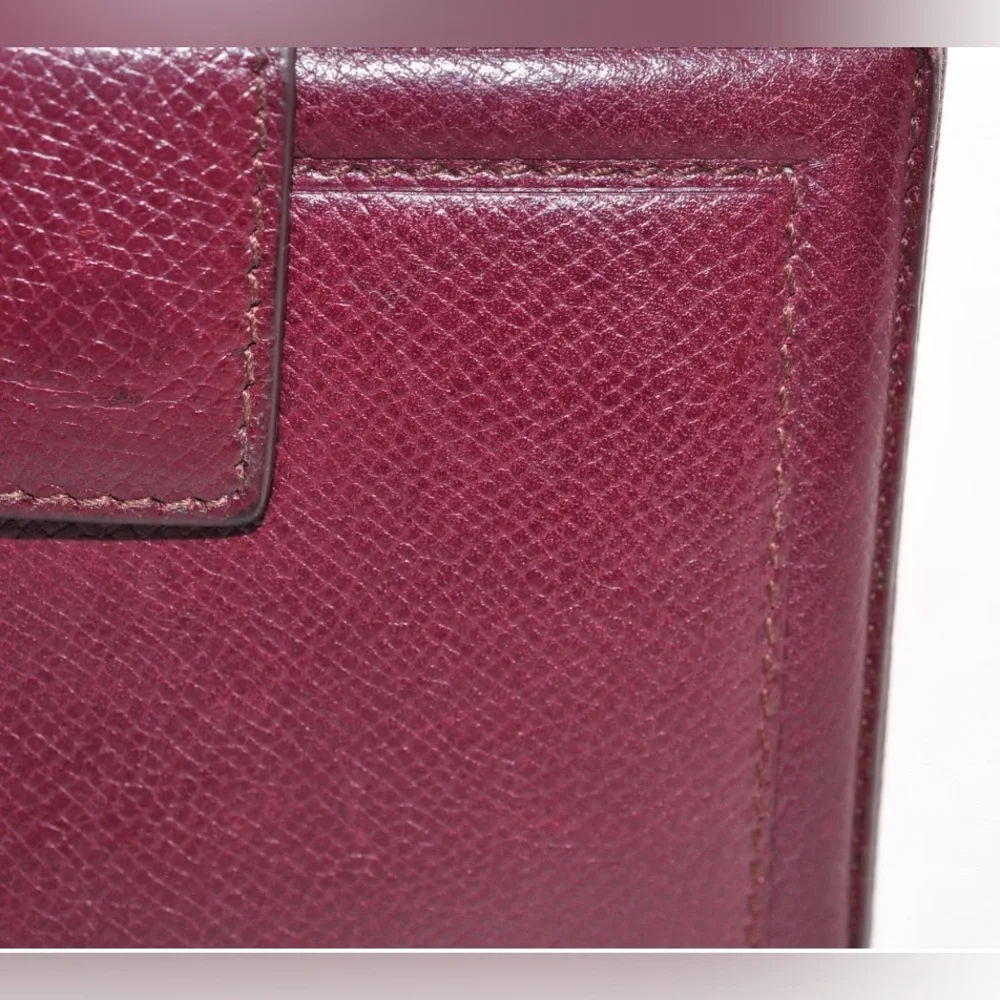 Salvatore Ferragamo Vara Ribbon Bi-Fold Wallet Leather Wine Red Auth EUC - Picture 13 of 16